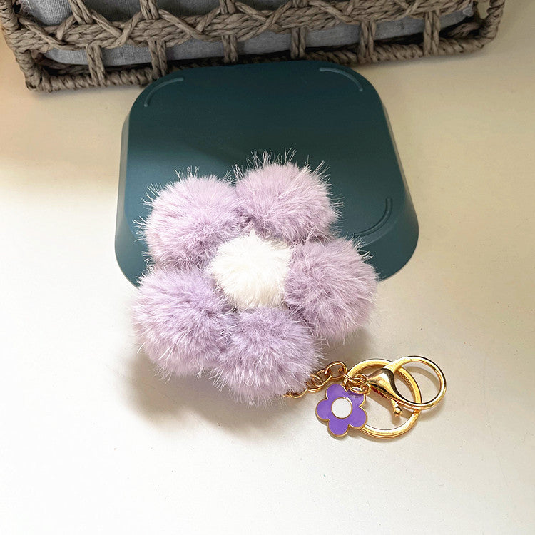 Wholesale Cherry Blossom Fur Ball Car Keychains